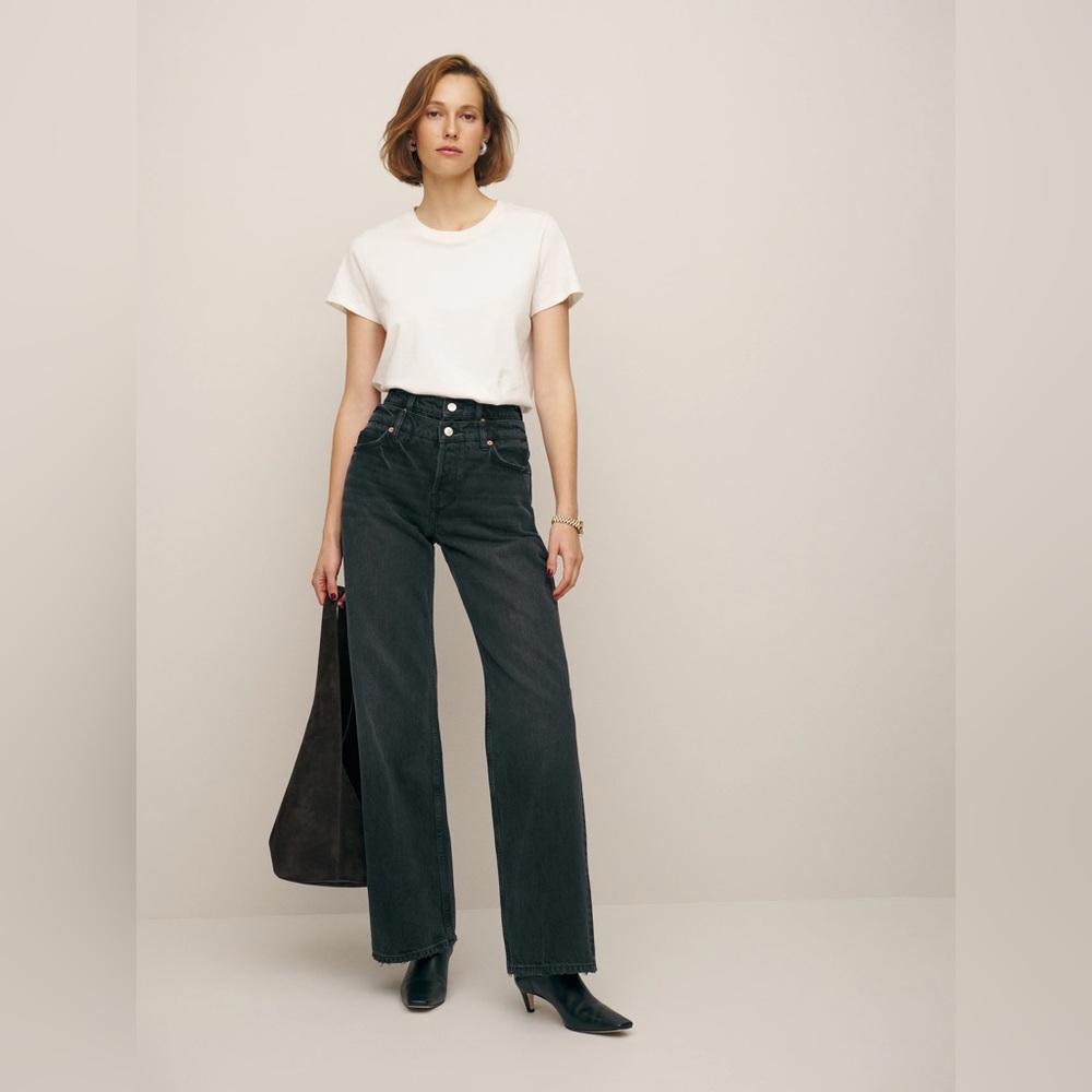Reformation Charcoal Wide Leg Jeans